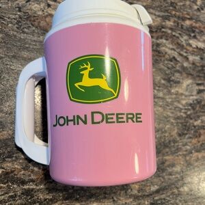 John Deere Pink Insulated 32 oz travel drink Mug with Lid Agriculture Theme